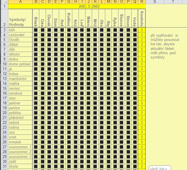 Excelová verze testu z roku 2002